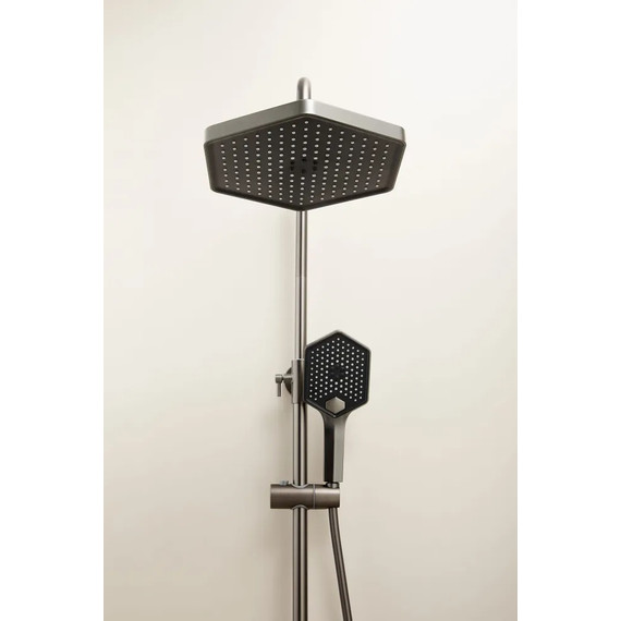 Душевая стойка с термостатом Haiba HB24726-3, оружейная сталь фото 10