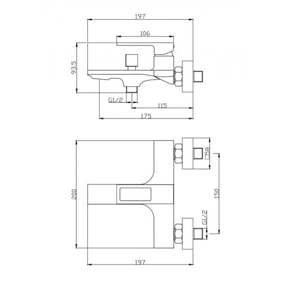 Смеситель для ванны BelBagno LUC-VASM-CRM фото 2