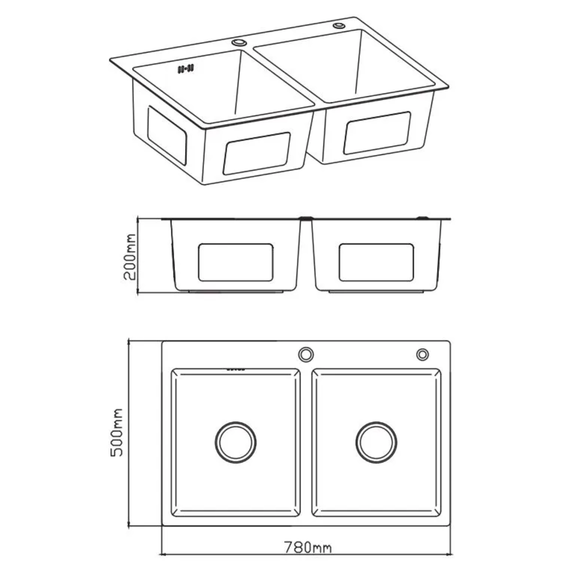 Кухонная мойка Diadonna DS7850BT, графит фото 3