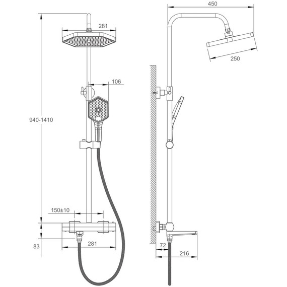 Душевая стойка с термостатом Haiba HB24726 - 23 Душевая стойка с термостатом Haiba HB24726 фото 23