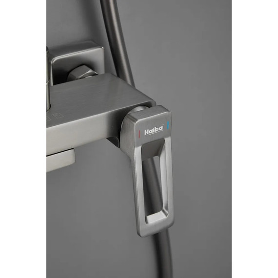 Душевая стойка Haiba HB24732-3, оружейная сталь фото 6