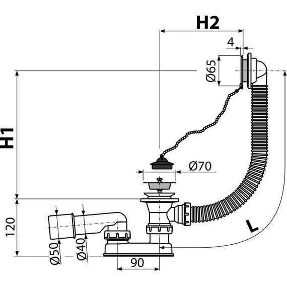 Сифон для ванны AlcaPlast A501 фото 2