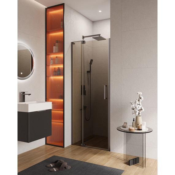 Душевая дверь Cezares 70 см SLIDER-B-1-70/80-BR-GM (стекло 8 мм) оружейная сталь/тонированное -  Душевая дверь Cezares 70 см SLIDER-B-1-70/80-BR-GM (стекло 8 мм) оружейная сталь/тонированное фото