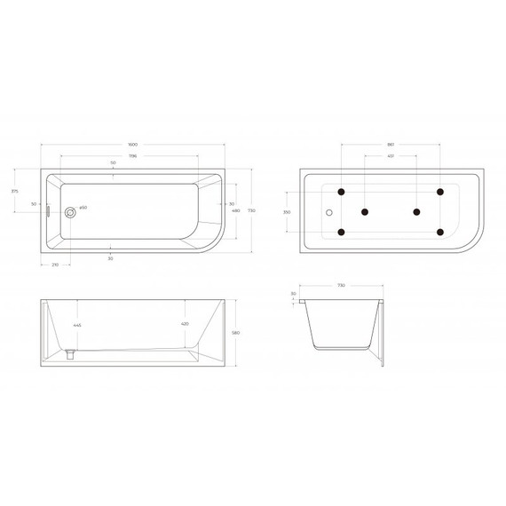 Ванна акриловая BelBagno 160x73 см BB712-1600-730-L фото 7