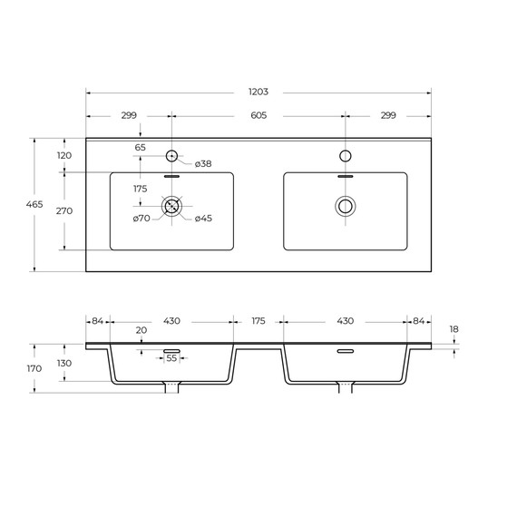 Тумба подвесная с раковиной Cezares 120 см 55940, noce фото 6