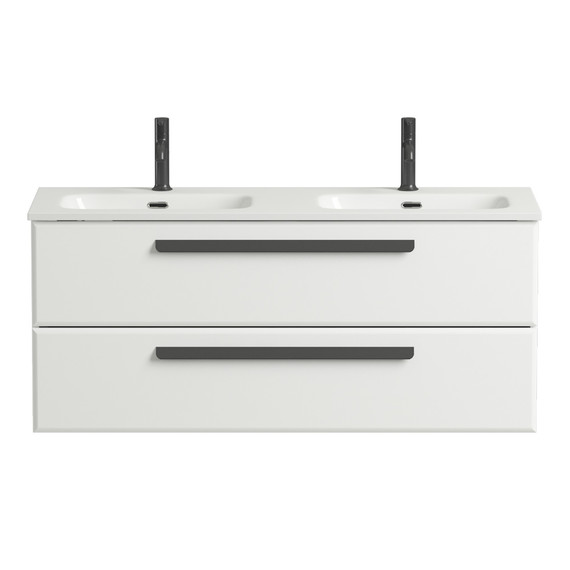 Тумба подвесная с раковиной Cezares 120 см ECO-CER-N-1200-2C-SO-2-BL (раковина CZR-8095-120-2) bianco lucido фото 