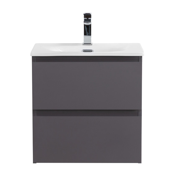 Тумба подвесная с раковиной Belbagno 50 см KRAFT 39-500/390-2C-SO-GSO (раковина BB-8099-3-50) тёмно-серый матовый фото 