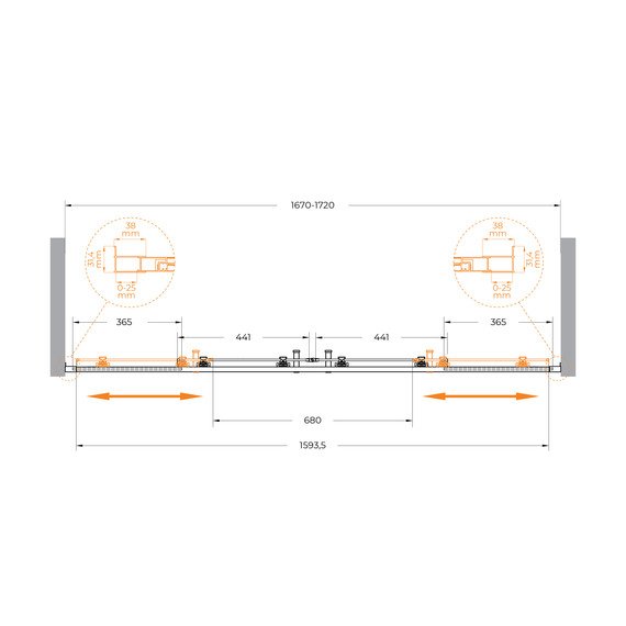 Душевая дверь Cezares 170 см MOLVENO-BF-2-170-C-BORO-IV, брашированное золото/прозрачное - 6 Душевая дверь Cezares 170 см MOLVENO-BF-2-170-C-BORO-IV, брашированное золото/прозрачное фото 6