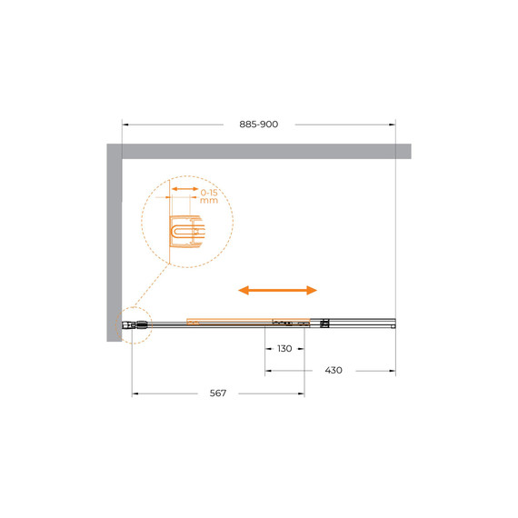 Шторка для ванны Cezares 90 см SLIDER-FIX-VF-11-90/150-C-GM, оружейная сталь/прозрачное фото 7