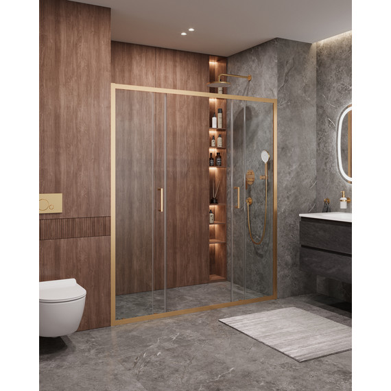 Душевая дверь Cezares 170 см MOLVENO-BF-2-170-C-BORO-IV, брашированное золото/прозрачное - 2 Душевая дверь Cezares 170 см MOLVENO-BF-2-170-C-BORO-IV, брашированное золото/прозрачное фото 2