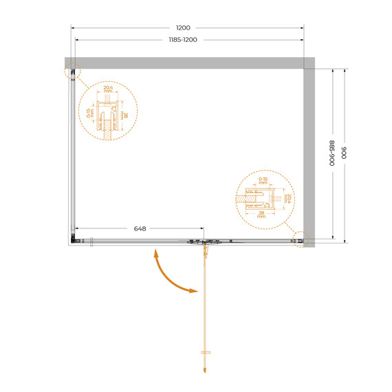Душевое ограждение Cezares 1200x900 LINER-AH-1-120/90-C-GM-R, оружейная сталь/прозрачное - 9 Душевое ограждение Cezares 1200x900 LINER-AH-1-120/90-C-GM-R, оружейная сталь/прозрачное фото 9