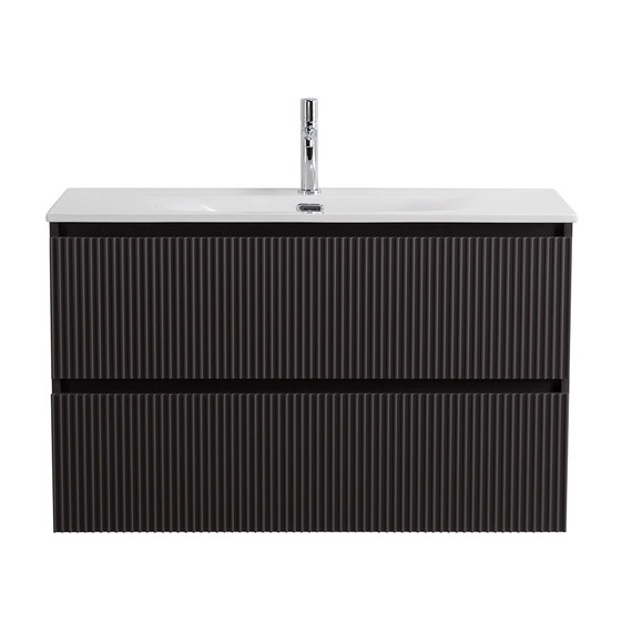 Тумба подвесная с раковиной BelBagno 100 см UNO-MINI-1000-2C-SO-GSO, тёмно-серый матовый фото 