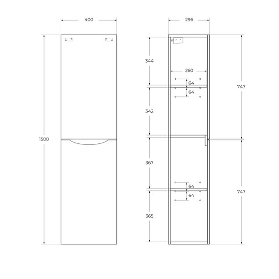 Пенал подвесной BelBagno 40 см FLY-MARINO-1500-2A-SC-RR-P-R, rovere rustico фото 8