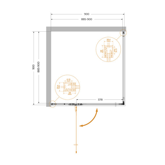 Душевое ограждение Cezares 900x900 LINER-A-1-90-C-GM-L, оружейная сталь/прозрачное - 9 Душевое ограждение Cezares 900x900 LINER-A-1-90-C-GM-L, оружейная сталь/прозрачное фото 9