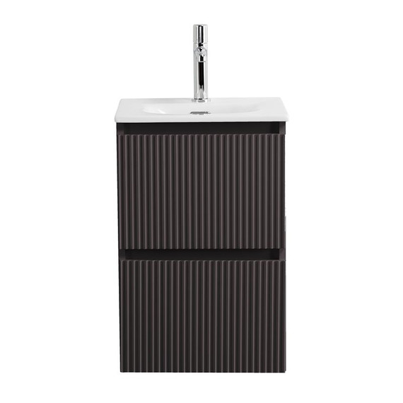 Тумба подвесная с раковиной BelBagno 40 см UNO-MINI-400-2C-SO-GSO, тёмно-серый матовый фото 