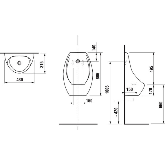 Писсуар Access питание от сети, подвод воды сзади ZRU9310181 фото 6