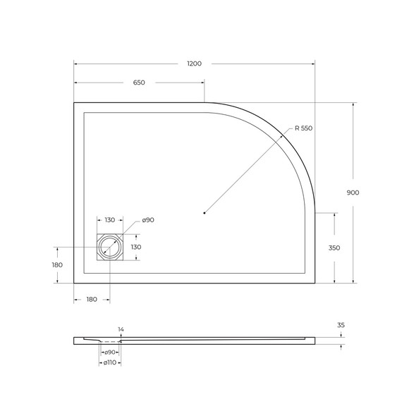 Каменный поддон BelBagno 120 см TRAY-MR-UNO-RH-120/90-550-35-W-R-BO - 5 Каменный поддон BelBagno 120 см TRAY-MR-UNO-RH-120/90-550-35-W-R-BO фото 5