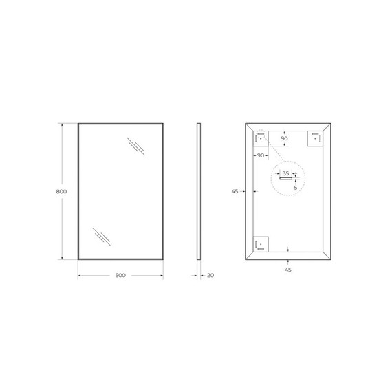 Зеркало BelBagno 50 см SPC-AL-500-800 Nero, чёрный фото 7