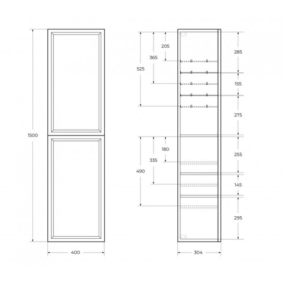 Пенал подвесной Cezares 40 см GIUBILEO-1500-2A-SC-BL, bianco lucido фото 9