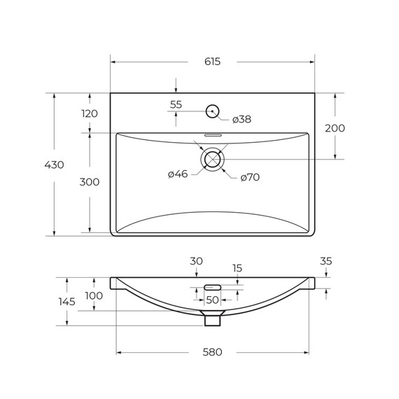 Тумба подвесная с раковиной BelBagno 60 см DUE-600-2C-SO-GM-P, оружейная сталь фото 4