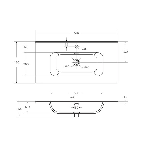 Тумба подвесная с раковиной Cezares 90 см ECO-CER-N-900-2C-SO-BL, bianco lucido фото 4