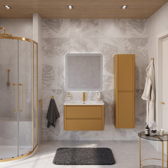 Тумба подвесная с раковиной Cezares 80 см RELAX-800-2C-SO-BORO-P, брашированное золото фото 3