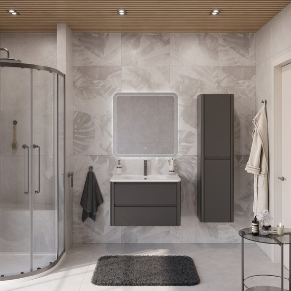 Тумба подвесная с раковиной Cezares 80 см RELAX-800-2C-SO-GM, оружейная сталь фото 3