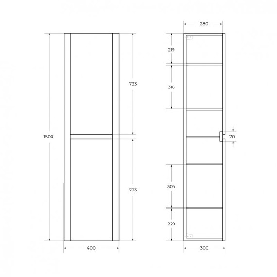 Пенал подвесной BelBagno 40 см RELAX-1500-2A-SO-GM, оружейная сталь фото 8