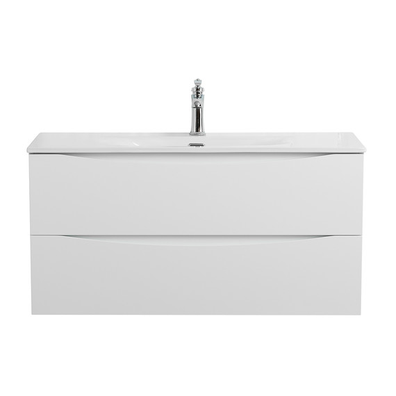 Тумба подвесная с раковиной BelBagno 100 см MARINO-CER-MINI-1000-2C-SO-BO-P, bianco opaco фото 