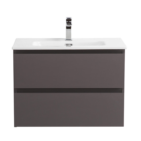 Тумба подвесная с раковиной Belbagno 70 см KRAFT-700-2C-SO-GSO (раковина BB-8099-70) тёмно-серый матовый фото 