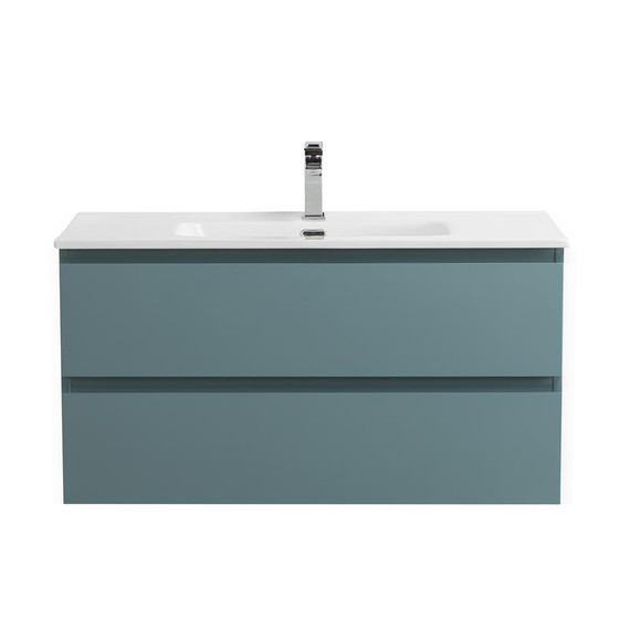 Тумба подвесная с раковиной Belbagno 90 см KRAFT-900-2C-SO-AO (раковина BB-8099-90) голубой матовый фото 