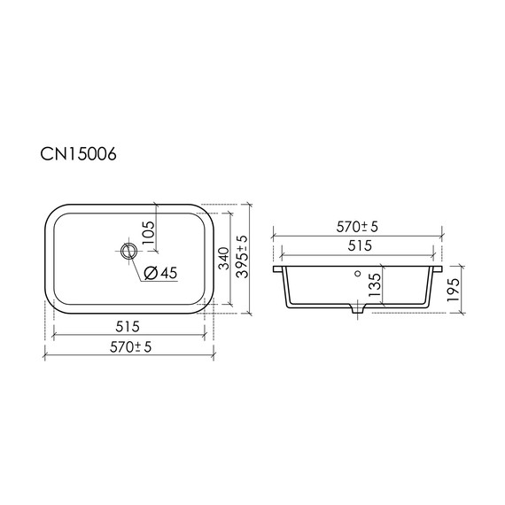 Раковина врезная под столешницу Ceramicanova Era 57 см CN15006 фото 6