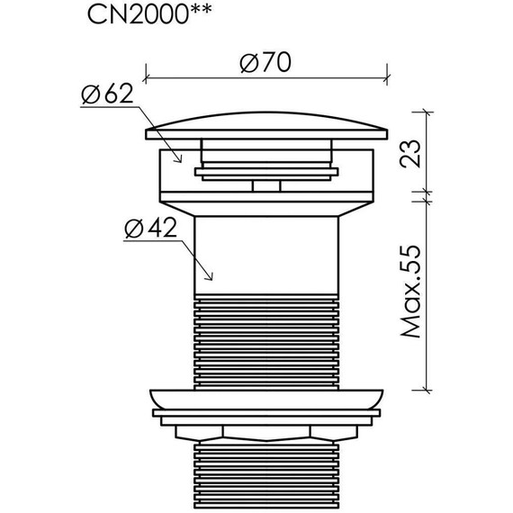 Донный клапан Ceramicanova CN2000MDH, темный антрацит матовый фото 2
