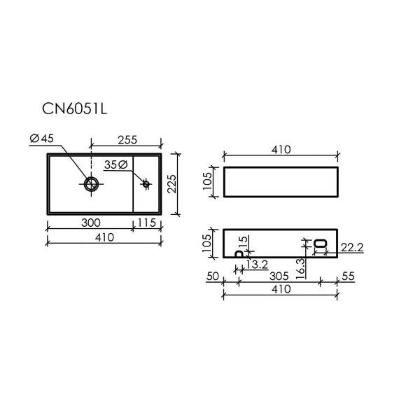 Раковина подвесная Ceramicanova Element 40 см L CN6051L фото 7