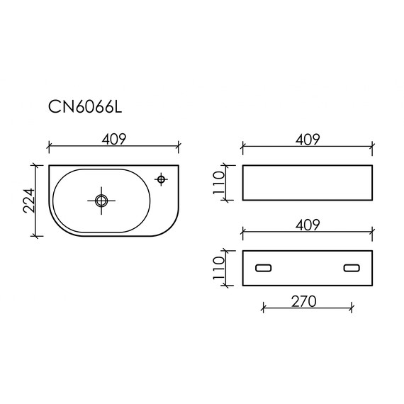 Раковина подвесная Ceramicanova Element 40 см L CN6066L фото 7