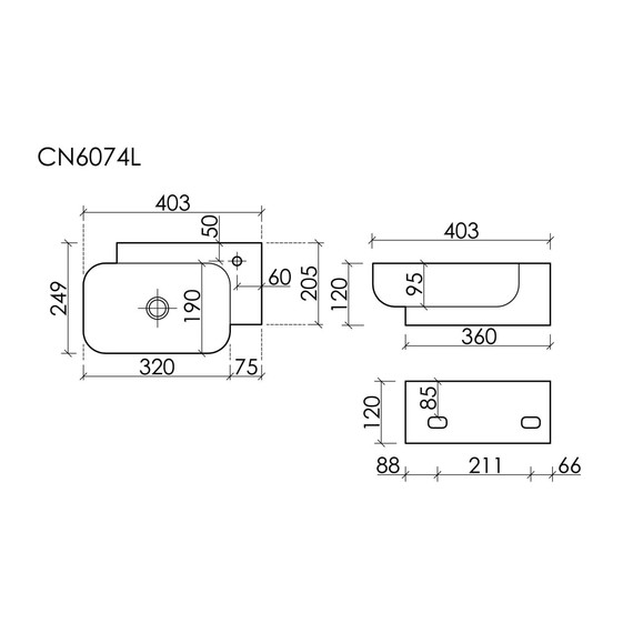 Раковина подвесная Ceramicanova Element 40 см L CN6074L фото 6