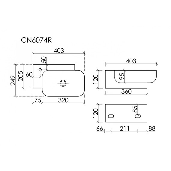 Раковина подвесная Ceramicanova Element 40 см R CN6074R фото 7
