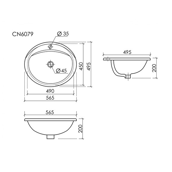 Раковина врезная на столешницу Ceramicanova Sun 56 см CN6079 фото 7