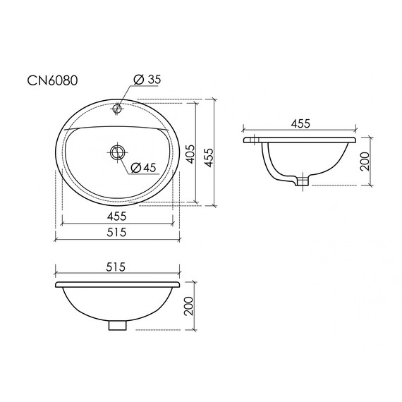 Раковина врезная на столешницу Ceramicanova Sun 51 см CN6080 фото 8