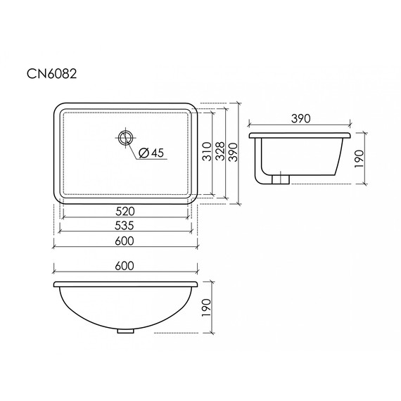 Раковина врезная под столешницу Ceramicanova Era 60 см CN6082 фото 6