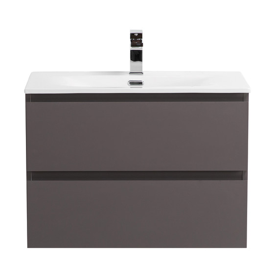 Тумба подвесная с раковиной Belbagno 60 см KRAFT-600-2C-SO-GSO (раковина BB-8099-60) тёмно-серый матовый фото 