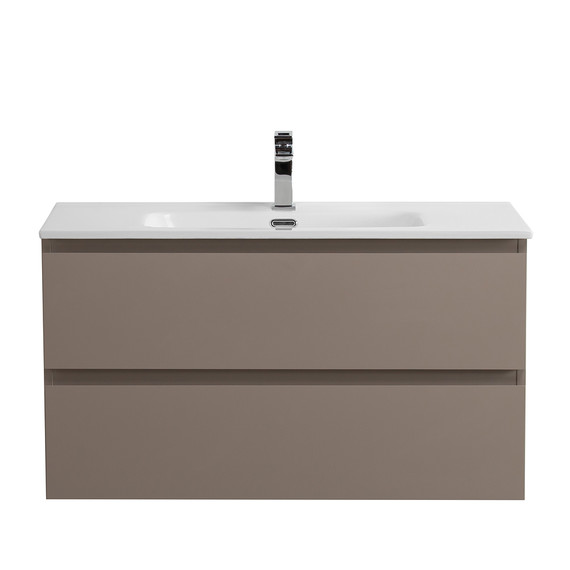 Тумба подвесная с раковиной Belbagno 90 см KRAFT-900-2C-SO-СO (раковина BB-8099-90) бежевый матовый фото 