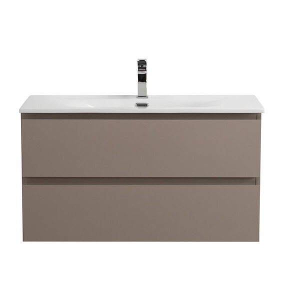 Тумба подвесная с раковиной Belbagno 80 см KRAFT-800-2C-SO-СO (раковина BB-8099-80) бежевый матовый фото 