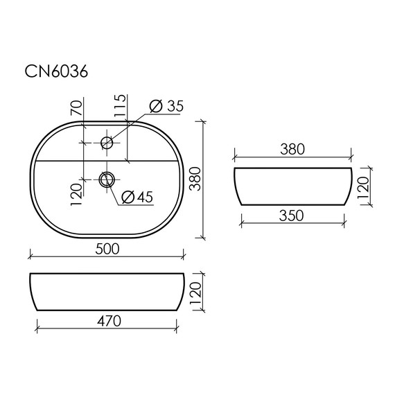 Раковина-чаша Ceramicanova Element 50 см CN6036 фото 7