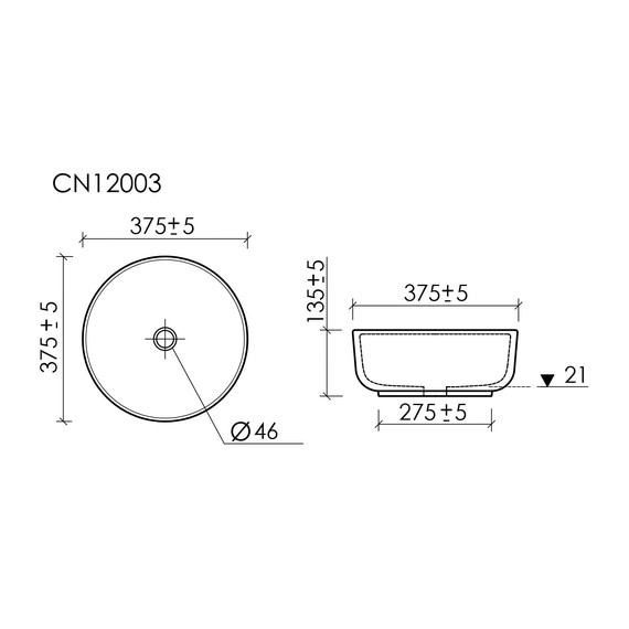 Раковина-чаша Ceramicanova Taycan 37 см CN12003MB, чёрный матовый фото 9