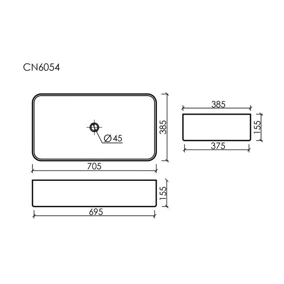 Раковина-чаша Ceramicanova Element 70 см CN6054MB, чёрный матовый фото 10