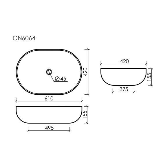Раковина-чаша Ceramicanova Element 61 см CN6064 фото 8
