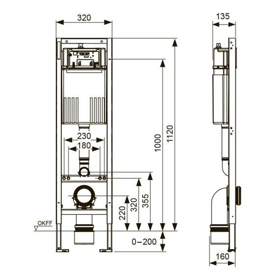 Инсталляция для подвесного унитаза TECEprofil (h = 1120 мм) 9400440 фото 2