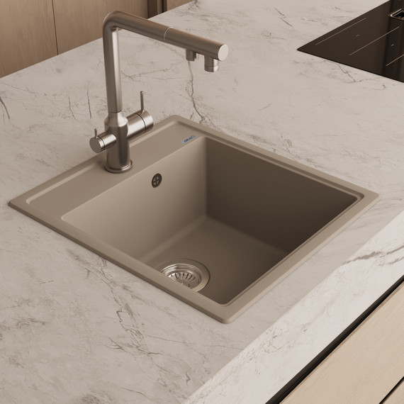 Кухонная мойка Abber Quarz AQ2901S, песочный фото 2