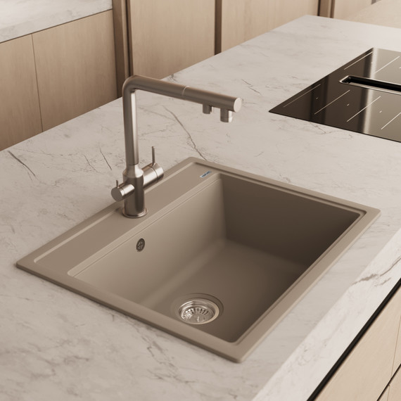Кухонная мойка Abber Quarz AQ2902S, песочный фото 2